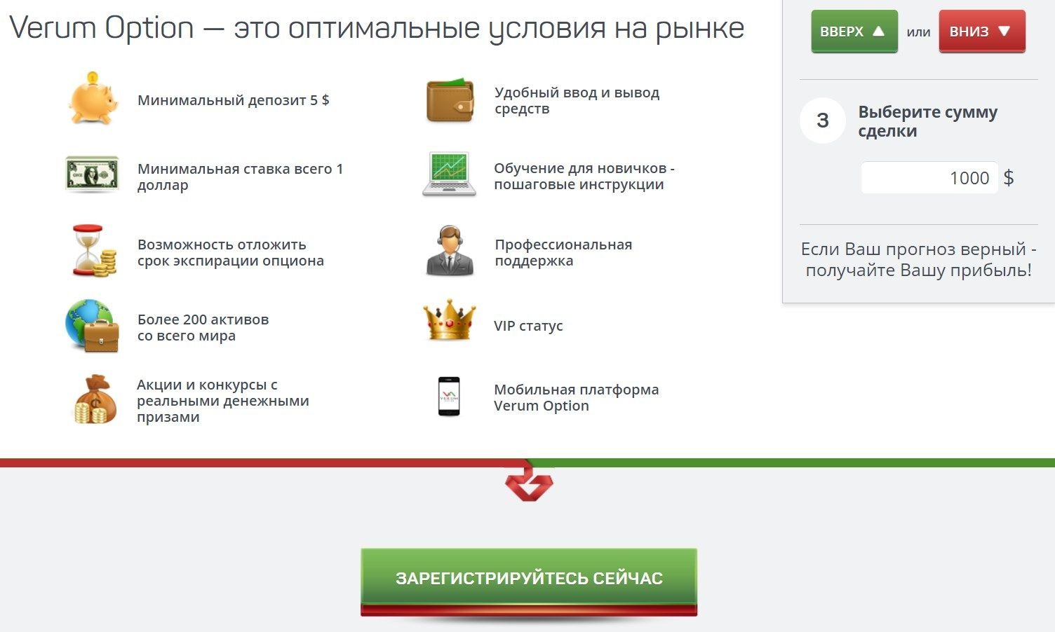 Познакомьтесь с подробным обзором брокера Verum Option